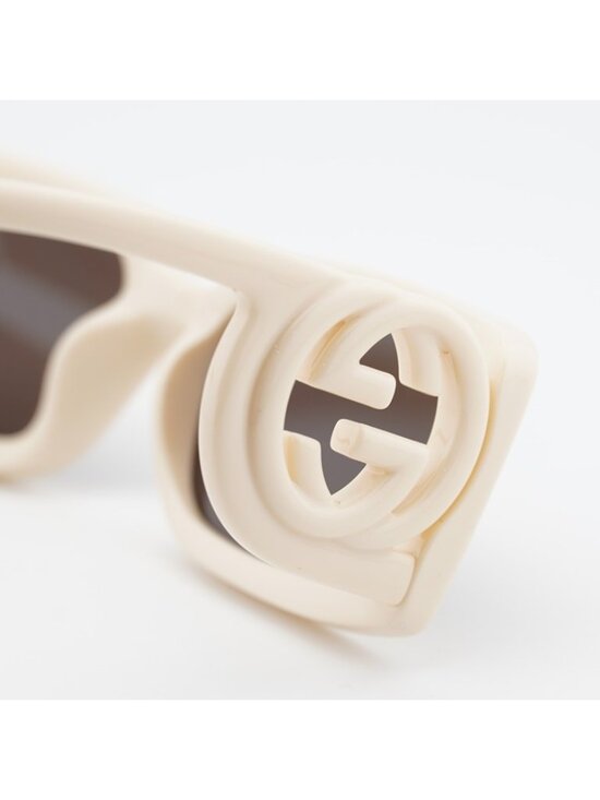 Gucci GG1325S 002 Sunglasses Ivory Square Frame, Grey Lenses main image 9